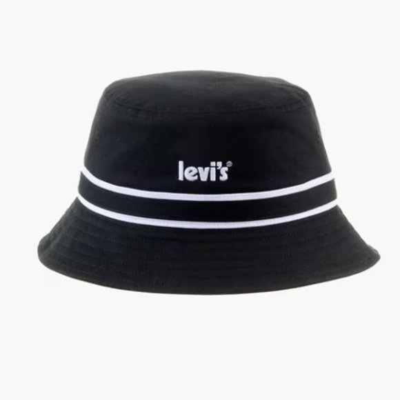 Levi's Other - Levi’s Unisex Poster Logo Cotton Black Bucket Hat With White Stripes Size M